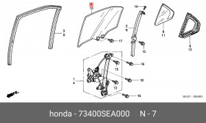 Стекло двери 73400SEA000 HONDA
