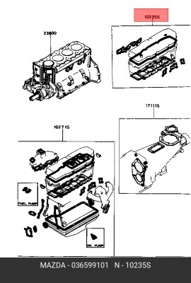 Комплект прокладок, головка цилиндра 0365-99-101 MAZDA
