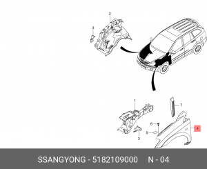 Крыло переднее 5182109000 SSANG YONG