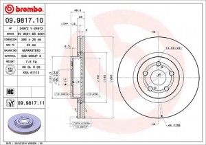 Тормозной диск 09981710 BREMBO