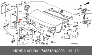Замок крышки багажника 74851SNA003 HONDA