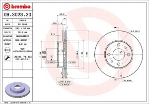 Тормозной диск 09.3023.20 BREMBO