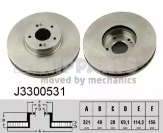 Диск тормозной J3300531 H B JAKOPARTS NIPPARTS