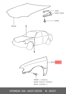 Крыло 6632128250 HYUNDAI KIA