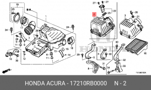 Крышка корпуса фильтра воздушного 17210RB0000 HONDA