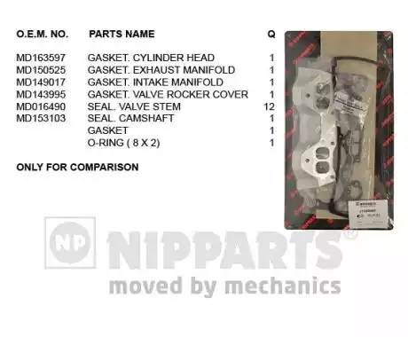 Комплект прокладок, головка цилиндра J1245043 H B JAKOPARTS NIPPARTS