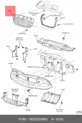 Решетка радиатора F85Z-8200-BA FORD