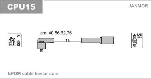 Провода высоковольтные системы зажигания (комплект) CPU15 JANMOR