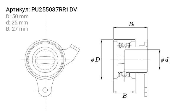 Ролик ремня ГРМ PU255037RR1DV KOYO