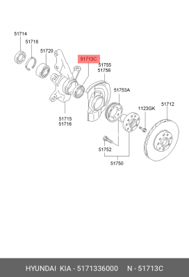 Комплект подшипника ступицы колеса 5171336000 HYUNDAI KIA