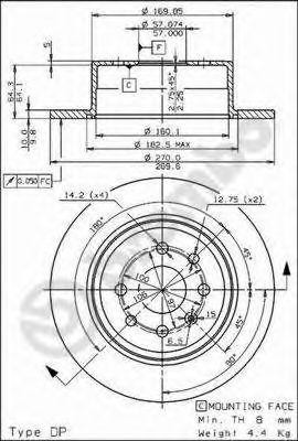 Тормозной диск 08.7014.10 BREMBO