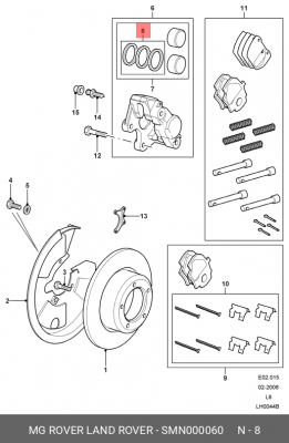 Ремкомплект, тормозной суппорт SMN000060 LAND ROVER