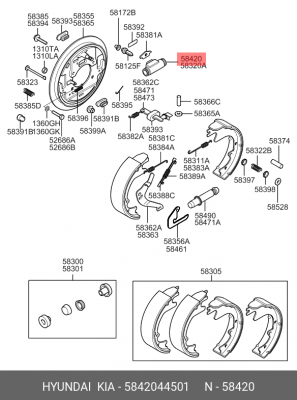 Колесный тормозной цилиндр 5842044501 HYUNDAI KIA