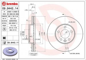 Тормозной диск 09.9442.14 BREMBO