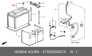 Батарея аккумуляторная 31500SS0G74 HONDA