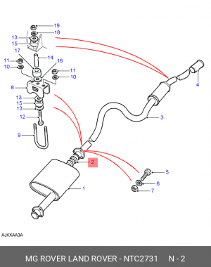 Уплотнительное кольцо, выпускной тр NTC2731 MG ROVER LAND ROVER