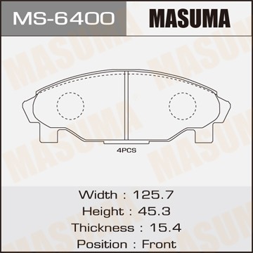 Колодки тормозные дисковые MS6400 MASUMA
