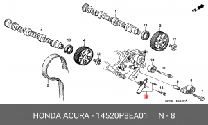Натяжитель ремня ГРМ в сборе 14520P8EA01 HONDA