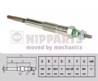 Свеча накаливания J5712013 H B JAKOPARTS NIPPARTS