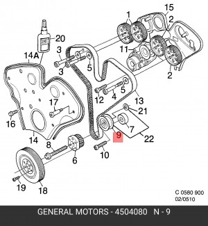 Паразитный / Ведущий ролик, зубчатый ремень 4504080 GENERAL MOTORS