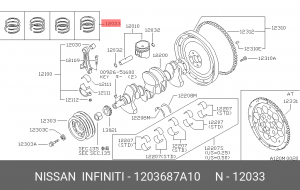 Кольца поршневые 12036-87A10 NISSAN