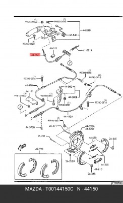 Трос, стояночная тормозная система T00144150C MAZDA