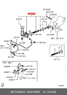 Цилиндр сцепления главный MR374859 MITSUBISHI
