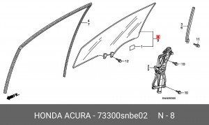 Стекло двери 73300SNBE02 HONDA