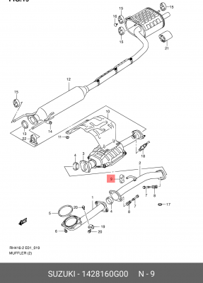 Кронштейн, система выпуска ОГ 14281-60G00 SUZUKI