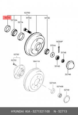 Комплект подшипника ступицы колеса 5271321100 HYUNDAI KIA