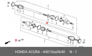 Шарнирный комплект, приводной вал 44010SA5640 HONDA