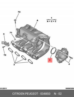 Прокладка, впускной коллектор 0348.S0 CITROEN PEUGEOT