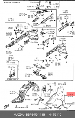 Крыло переднее BBP852111B MAZDA