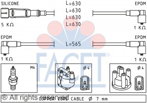 Ккомплект проводов зажигания 4.8493 FACET