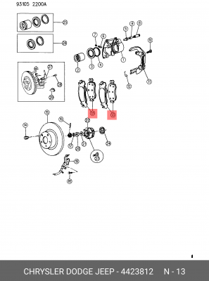 Комплект тормозных колодок, диско 442 3812 CHRYSLER