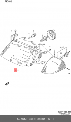 Основная фара 35121-80EB0 SUZUKI
