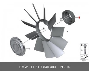 Шкив крыльчатки электромотора радиатора охлаждения ДВС 11 51 7 840 403 BMW
