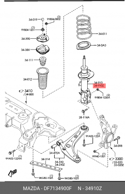 Амортизатор подвески DF7134900F MAZDA