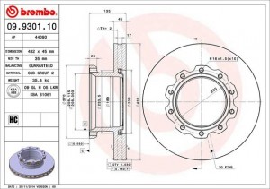 Тормозной диск 09.9301.10 BREMBO