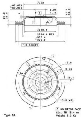 Тормозной диск 09R10211 BREMBO