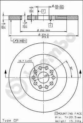 Тормозной диск 08675010 BREMBO