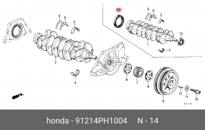 Уплотняющее кольцо, коленчатый вал 91214PH1004 HONDA
