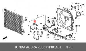 Вентилятор, охлаждение двигателя 38611P8CA01 HONDA