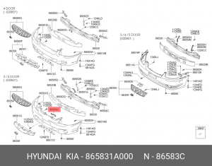 Кронштейн крепления бампера 865831A000 HYUNDAI KIA