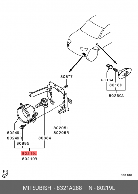Фара противотуманная 8321A288 MITSUBISHI