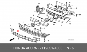 Молдинг решетки радиатора 71126SWA003 HONDA