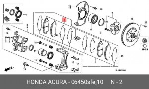 Колодки тормозные дисковые 06450SFEJ10 HONDA