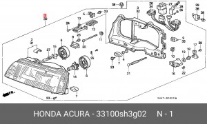 Основная фара 33100SH3G02 HONDA