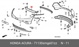 Усилитель бампера 71130SMGE01ZZ HONDA