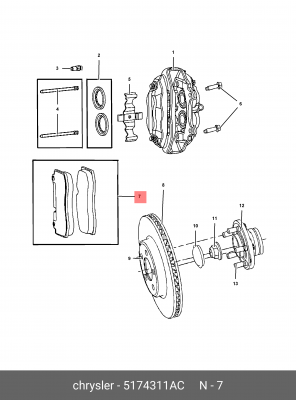 Комплект тормозных колодок, диско 5174311AC CHRYSLER
